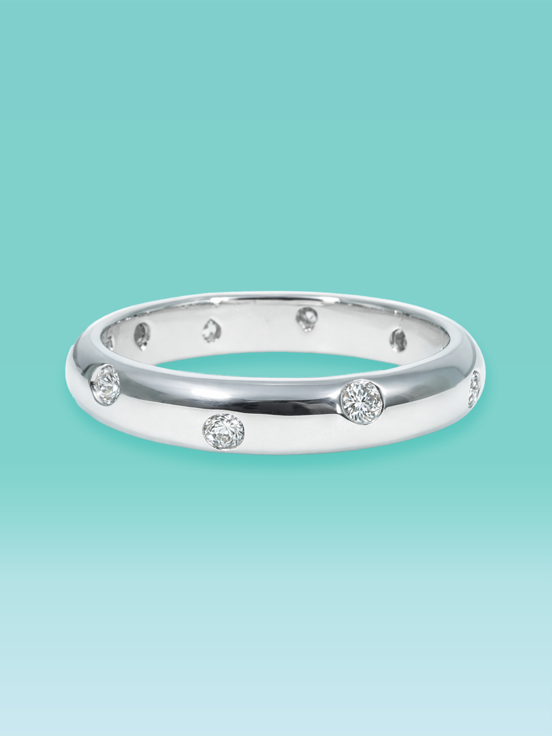 Simple Round Cut Bezel Lab Diamond Wedding Band
