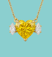 Fancy Yellow Heart Cut Three-stone Lab Diamond Necklace