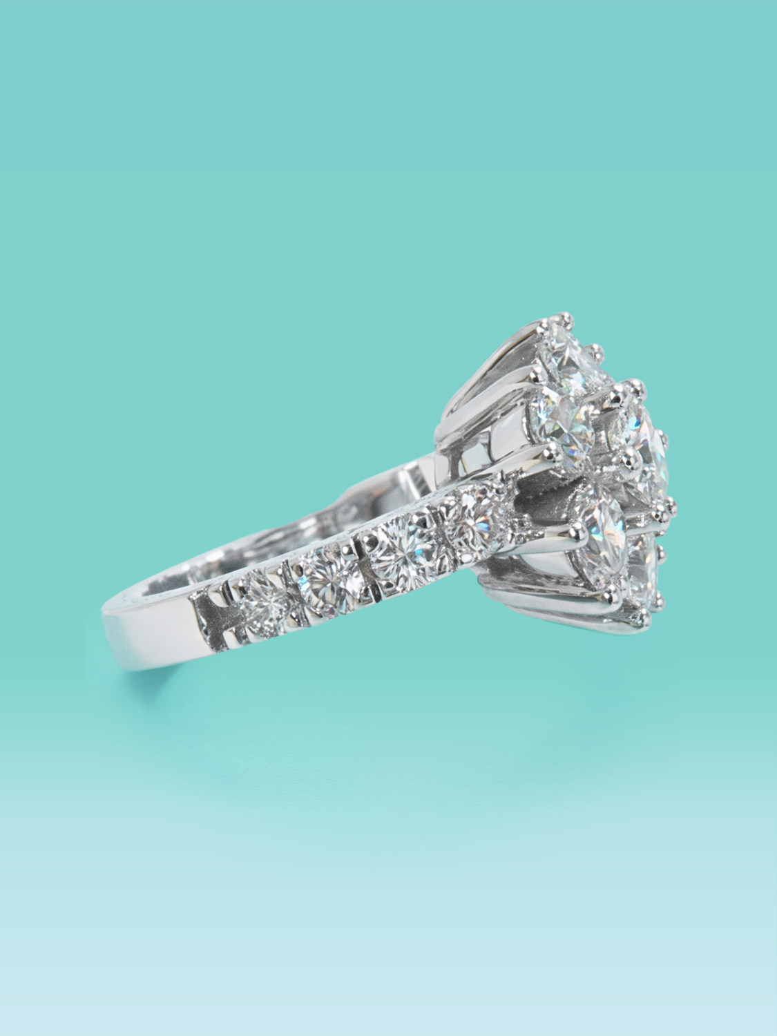 Starburst Round Cut Lab Diamond Statement Ring