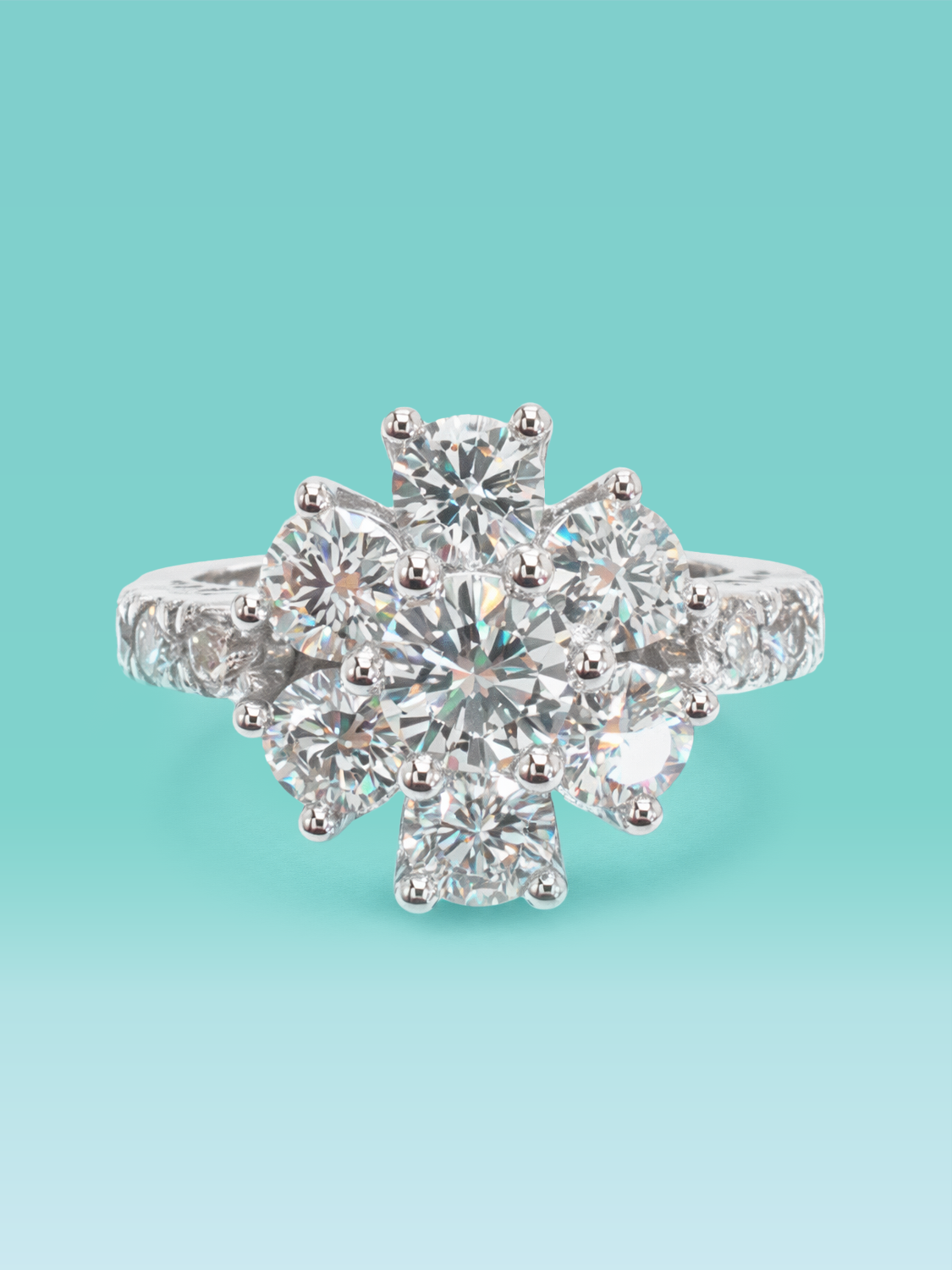 Starburst Round Cut Lab Diamond Statement Ring