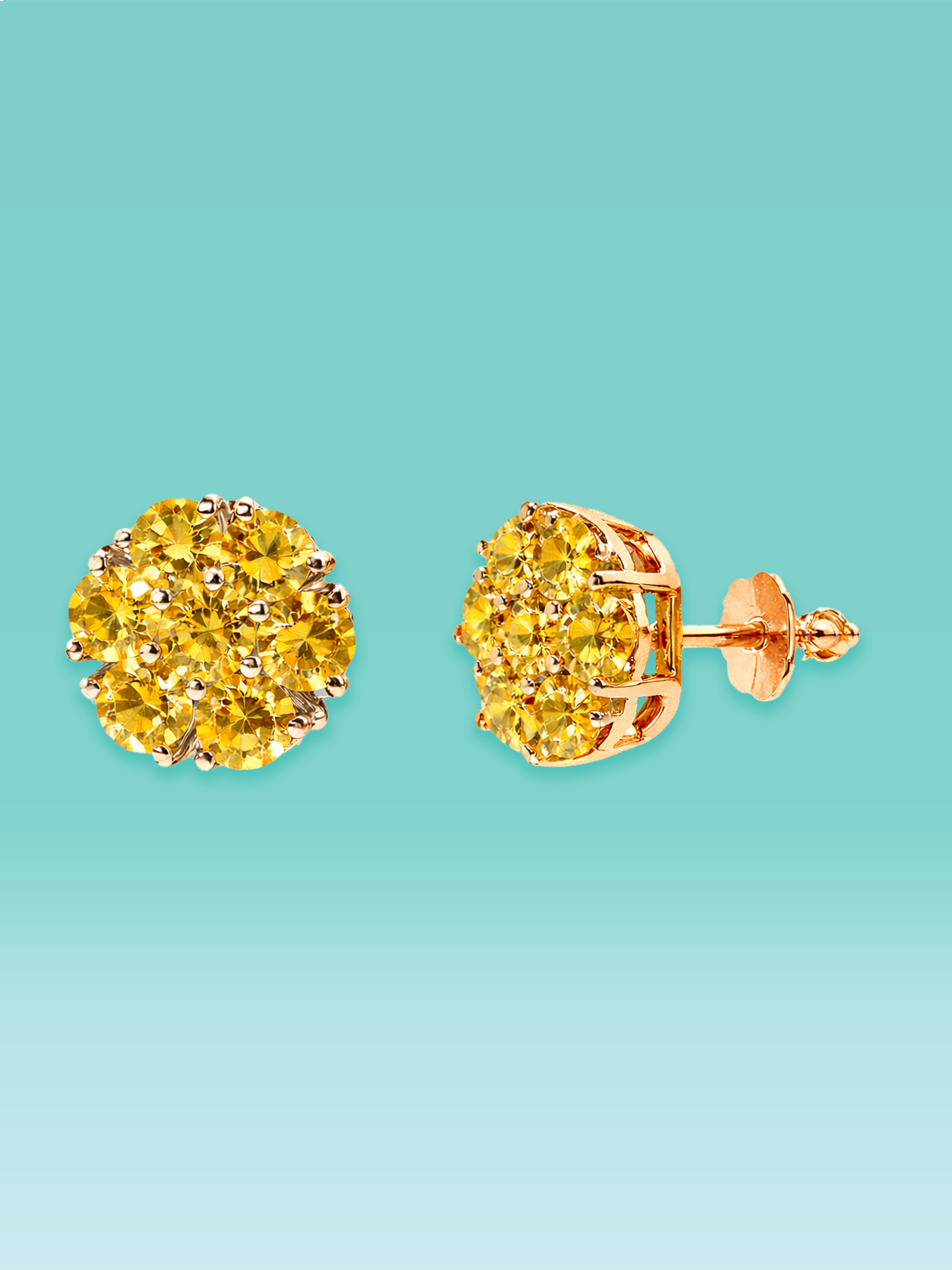 Fancy Yellow Lab Diamond Floral Stud Earrings