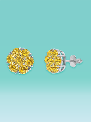 Fancy Yellow Lab Diamond Floral Stud Earrings