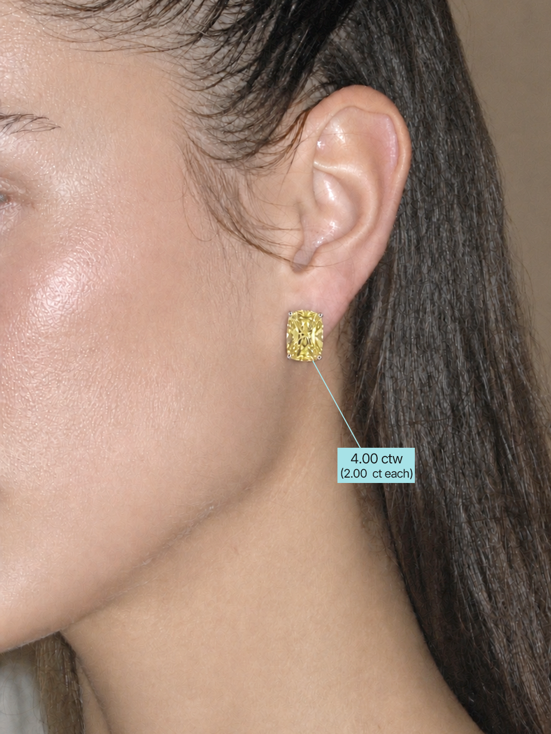 Fancy Yellow Cushion Cut Lab Grown Diamond Stud Earrings