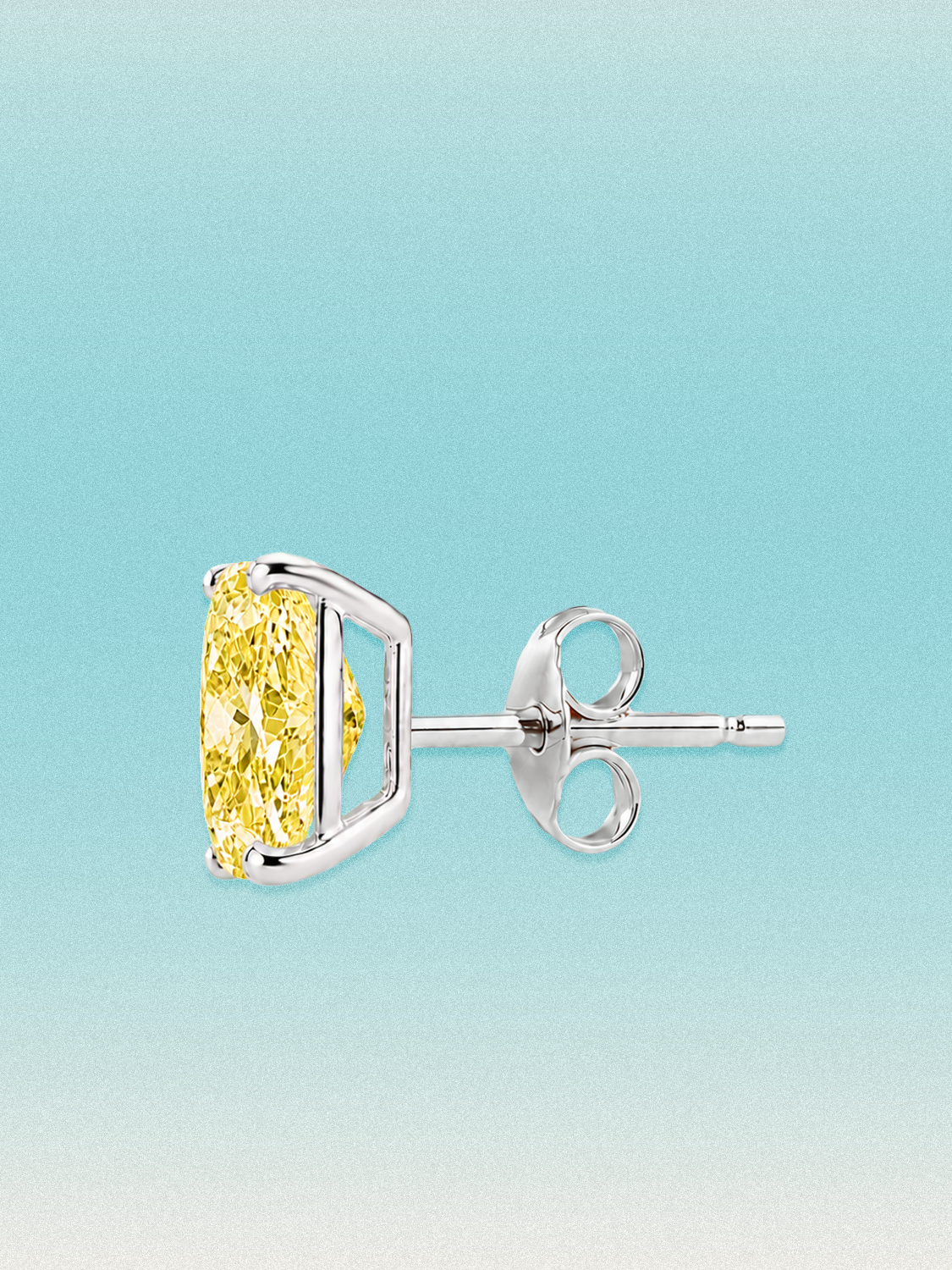 Fancy Yellow Cushion Cut Lab Grown Diamond Stud Earrings