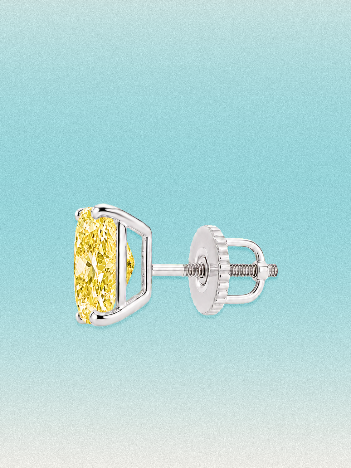 Fancy Yellow Cushion Cut Lab Grown Diamond Stud Earrings