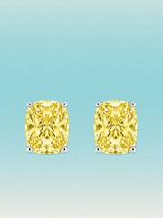 Fancy Yellow Cushion Cut Lab Grown Diamond Stud Earrings