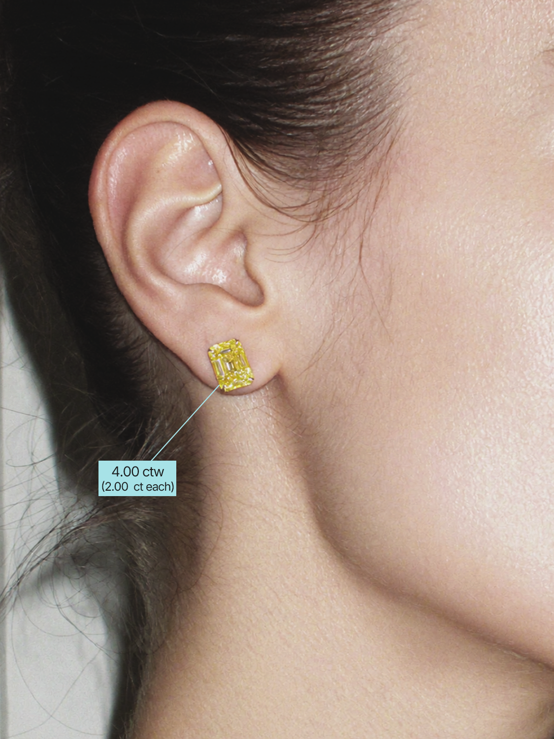 Fancy Yellow Emerald Cut Lab Grown Diamond Stud Earrings