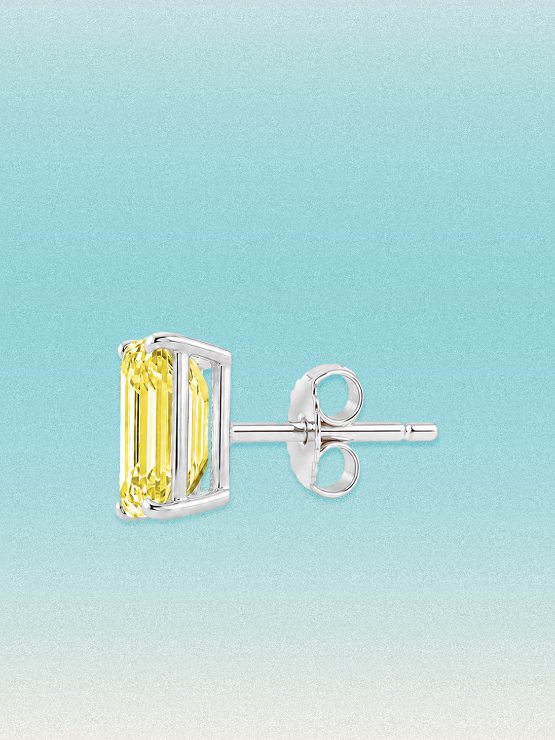 Fancy Yellow Emerald Cut Lab Grown Diamond Stud Earrings