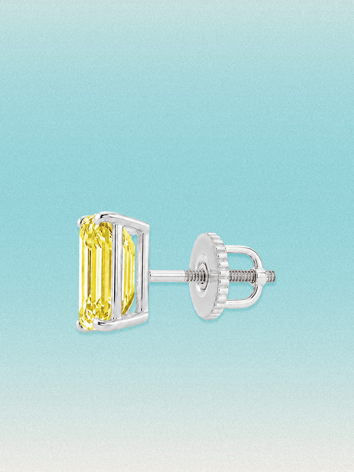 Fancy Yellow Emerald Cut Lab Grown Diamond Stud Earrings