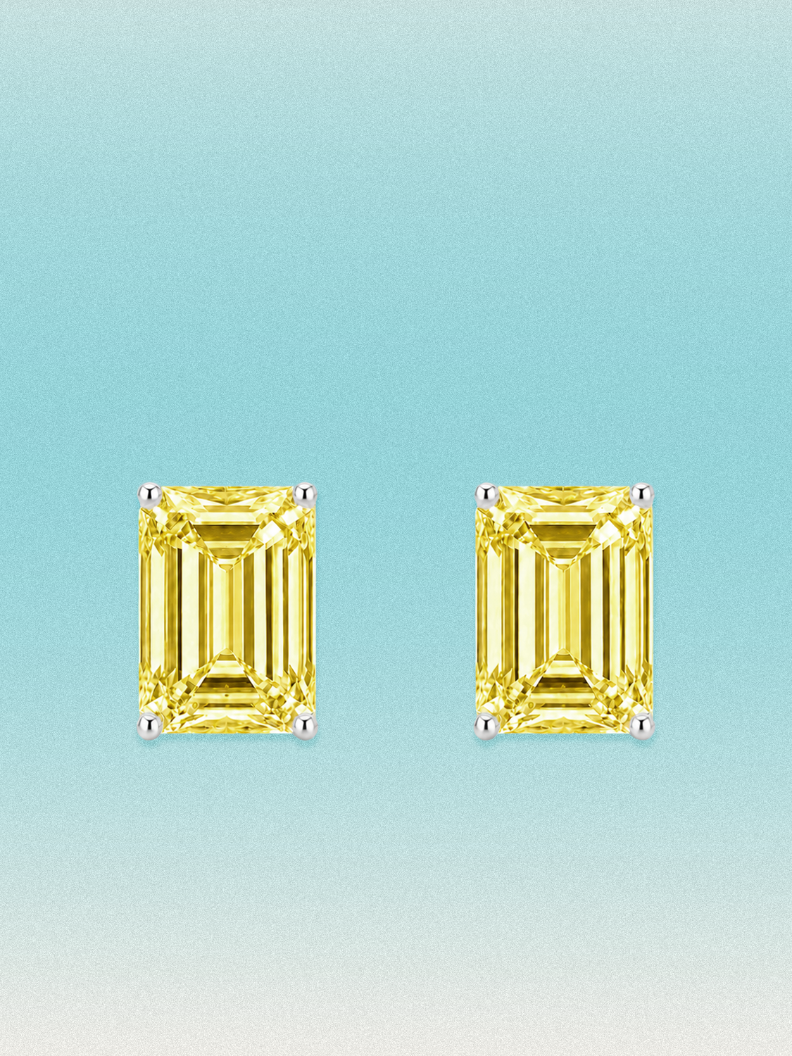 Fancy Yellow Emerald Cut Lab Grown Diamond Stud Earrings