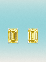 Fancy Yellow Emerald Cut Lab Grown Diamond Stud Earrings