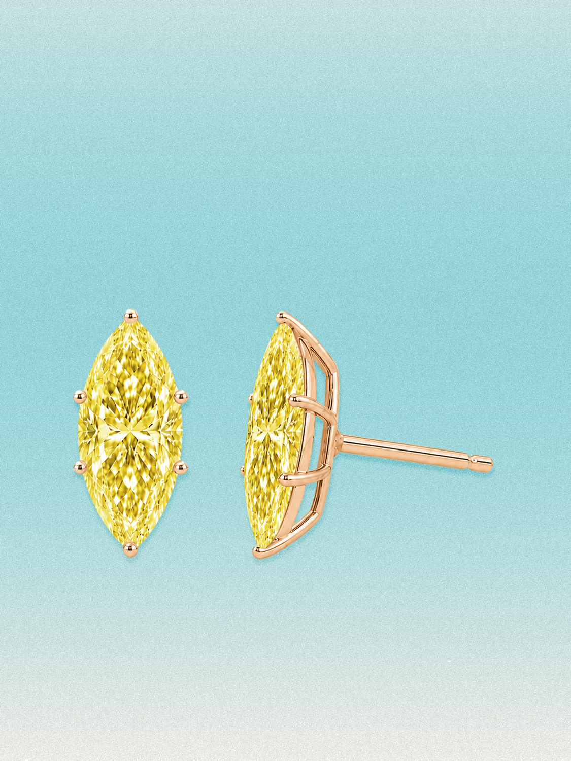 Fancy Yellow Marquise Cut Lab Grown Diamond Stud Earrings