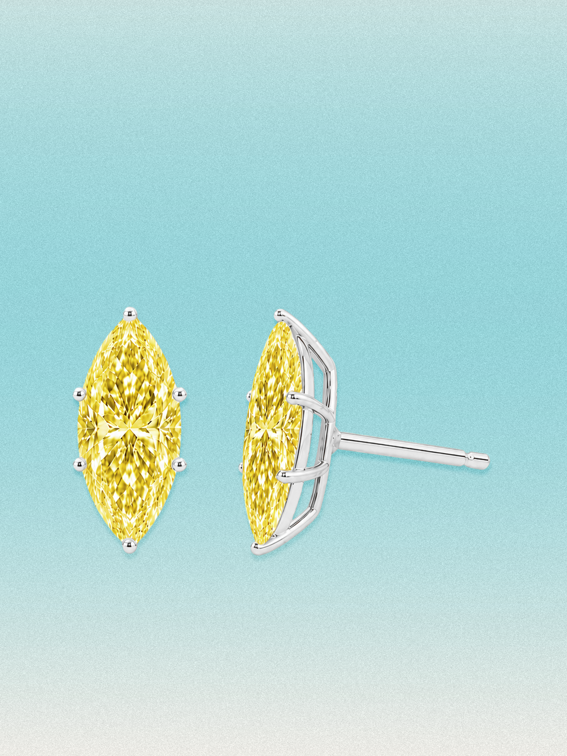 Fancy Yellow Marquise Cut Lab Grown Diamond Stud Earrings