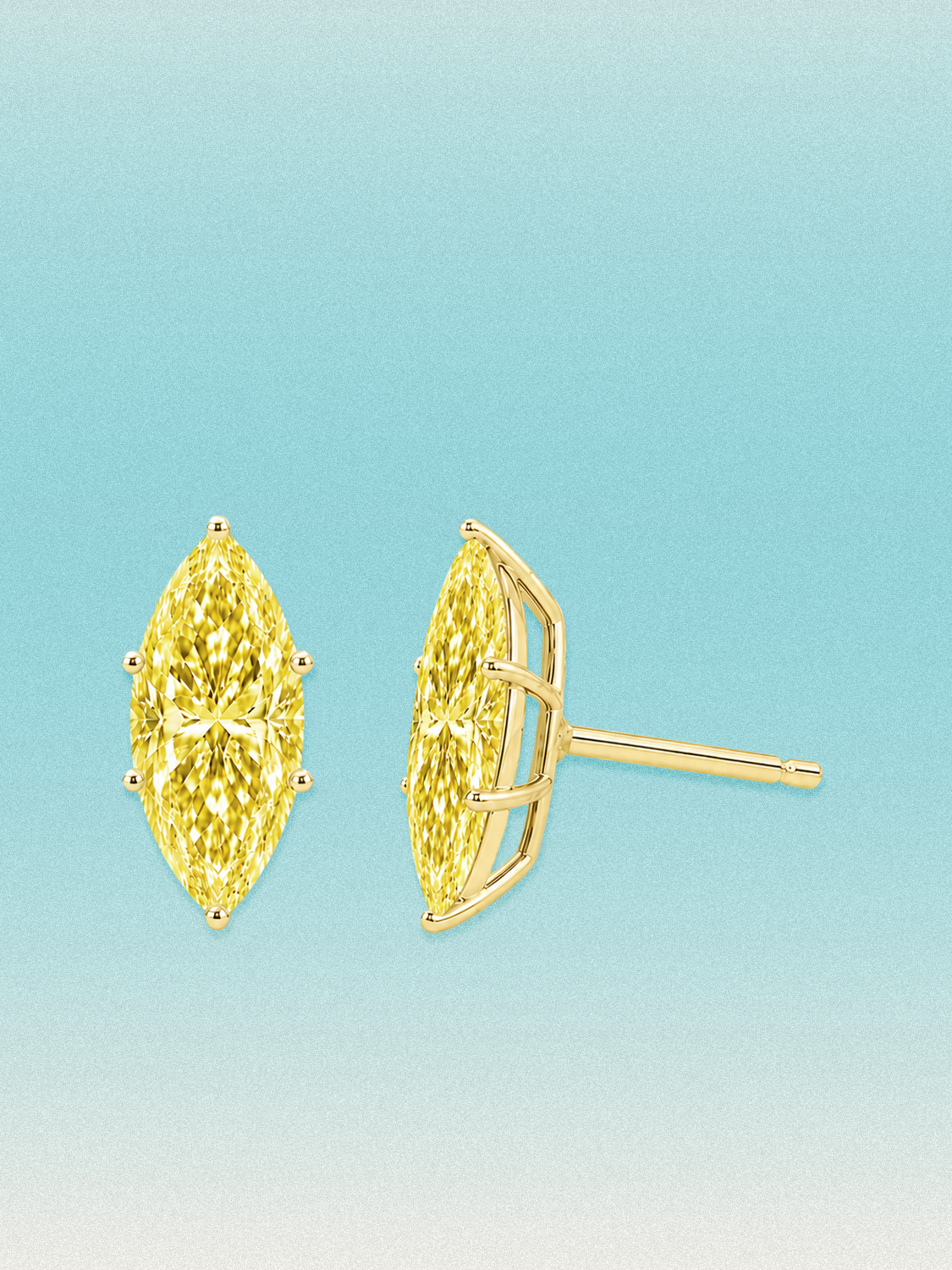 Fancy Yellow Marquise Cut Lab Grown Diamond Stud Earrings