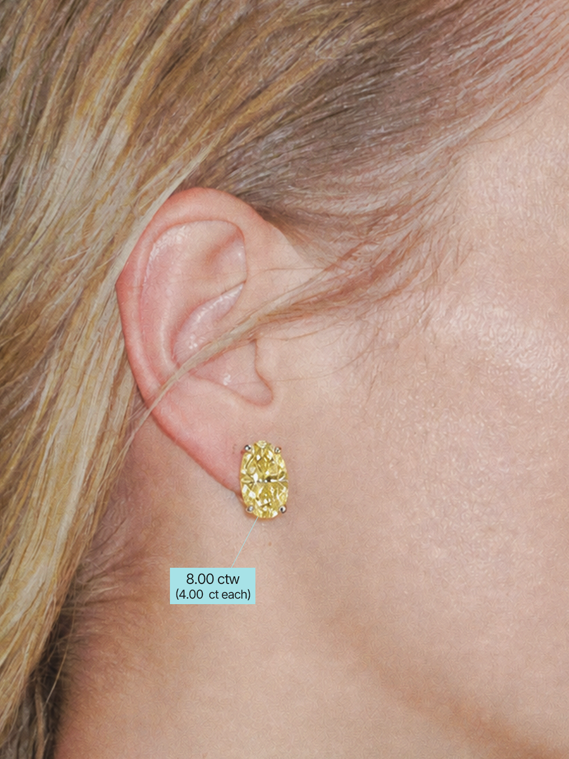 Fancy Yellow Oval Cut Lab Grown Diamond Stud Earrings
