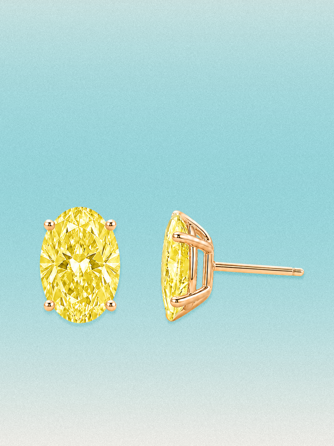 Fancy Yellow Oval Cut Lab Grown Diamond Stud Earrings