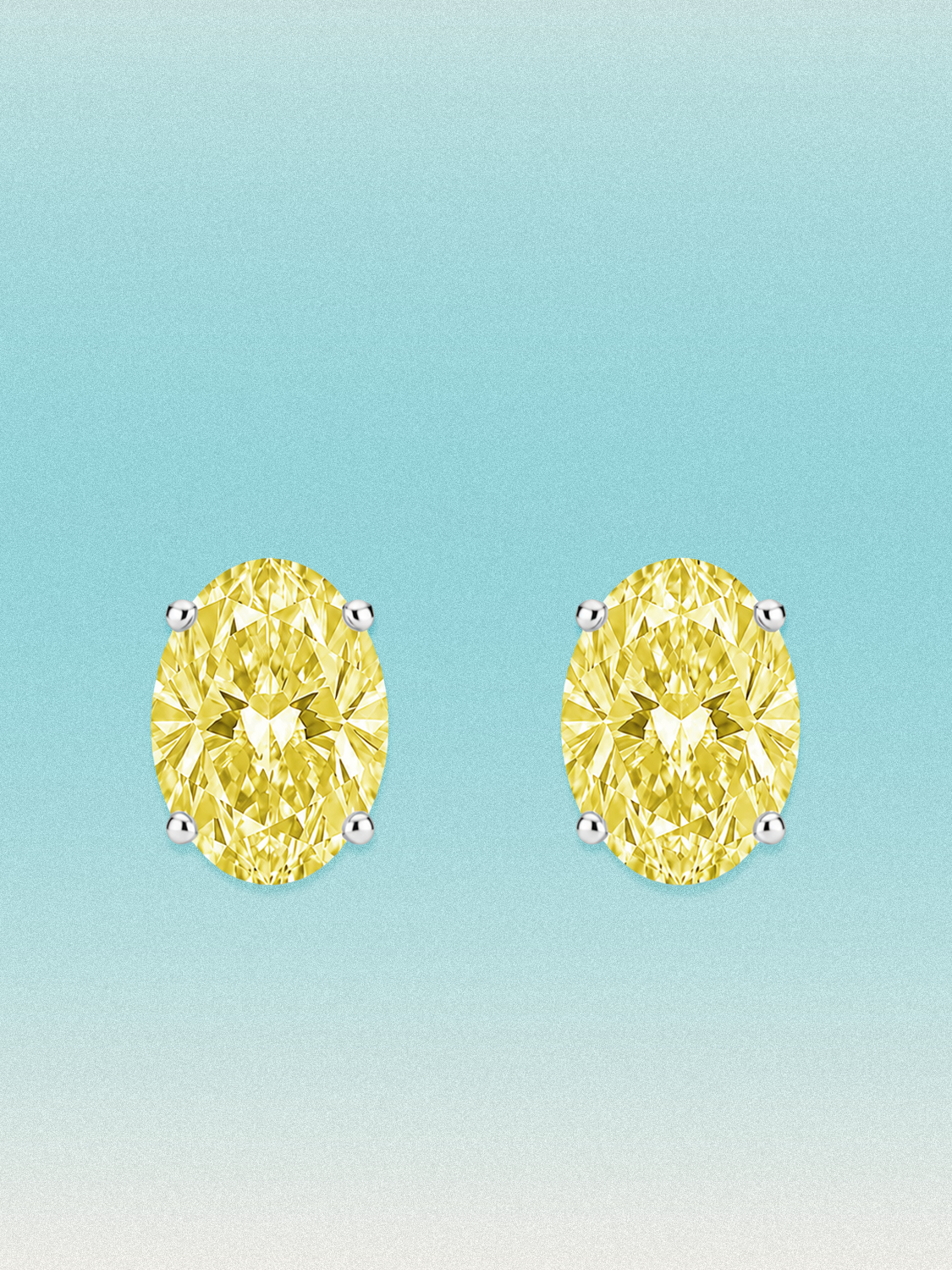 Fancy Yellow Oval Cut Lab Grown Diamond Stud Earrings