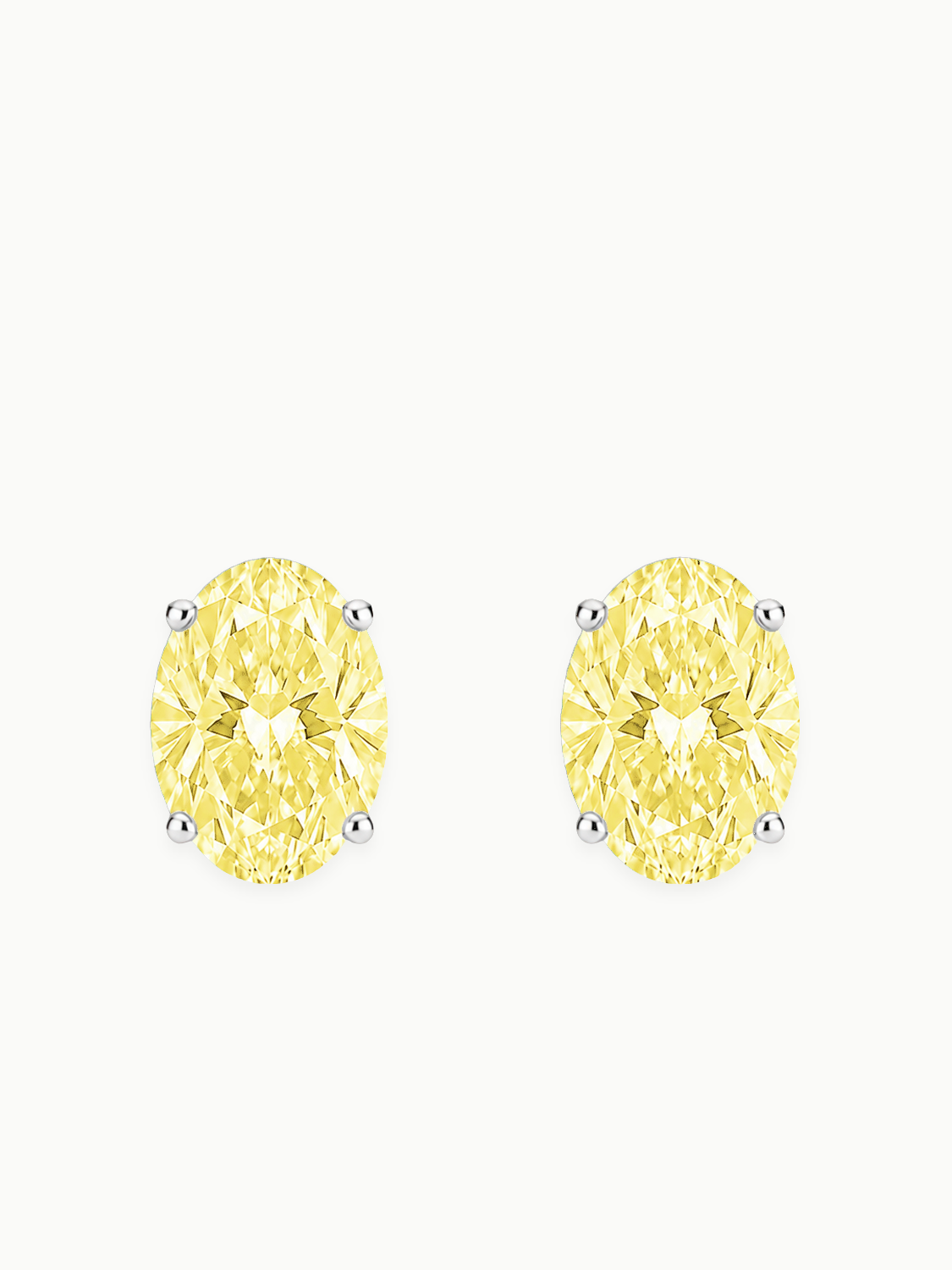 Fancy Yellow Oval Cut Lab Grown Diamond Stud Earrings