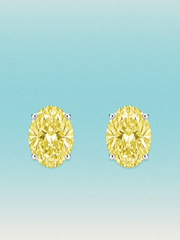Fancy Yellow Oval Cut Lab Grown Diamond Stud Earrings