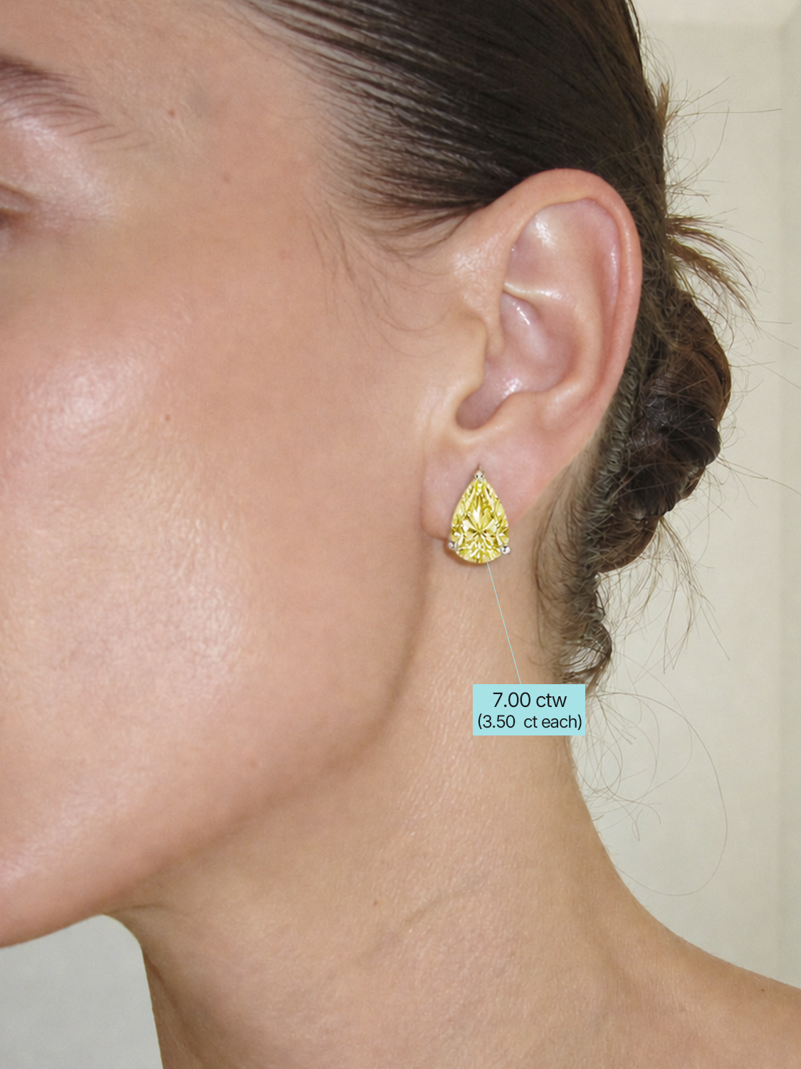 Fancy Yellow Pear Cut Lab Grown Diamond Stud Earrings