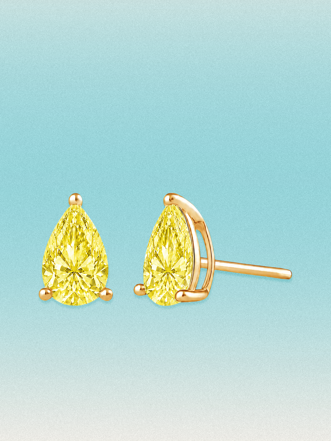 Fancy Yellow Pear Cut Lab Grown Diamond Stud Earrings