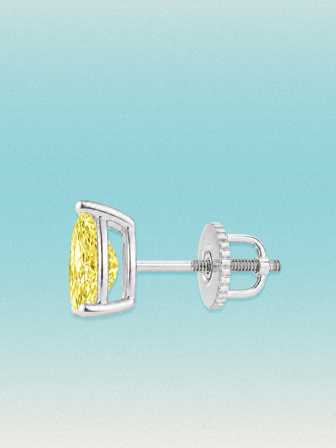 Fancy Yellow Pear Cut Lab Grown Diamond Stud Earrings