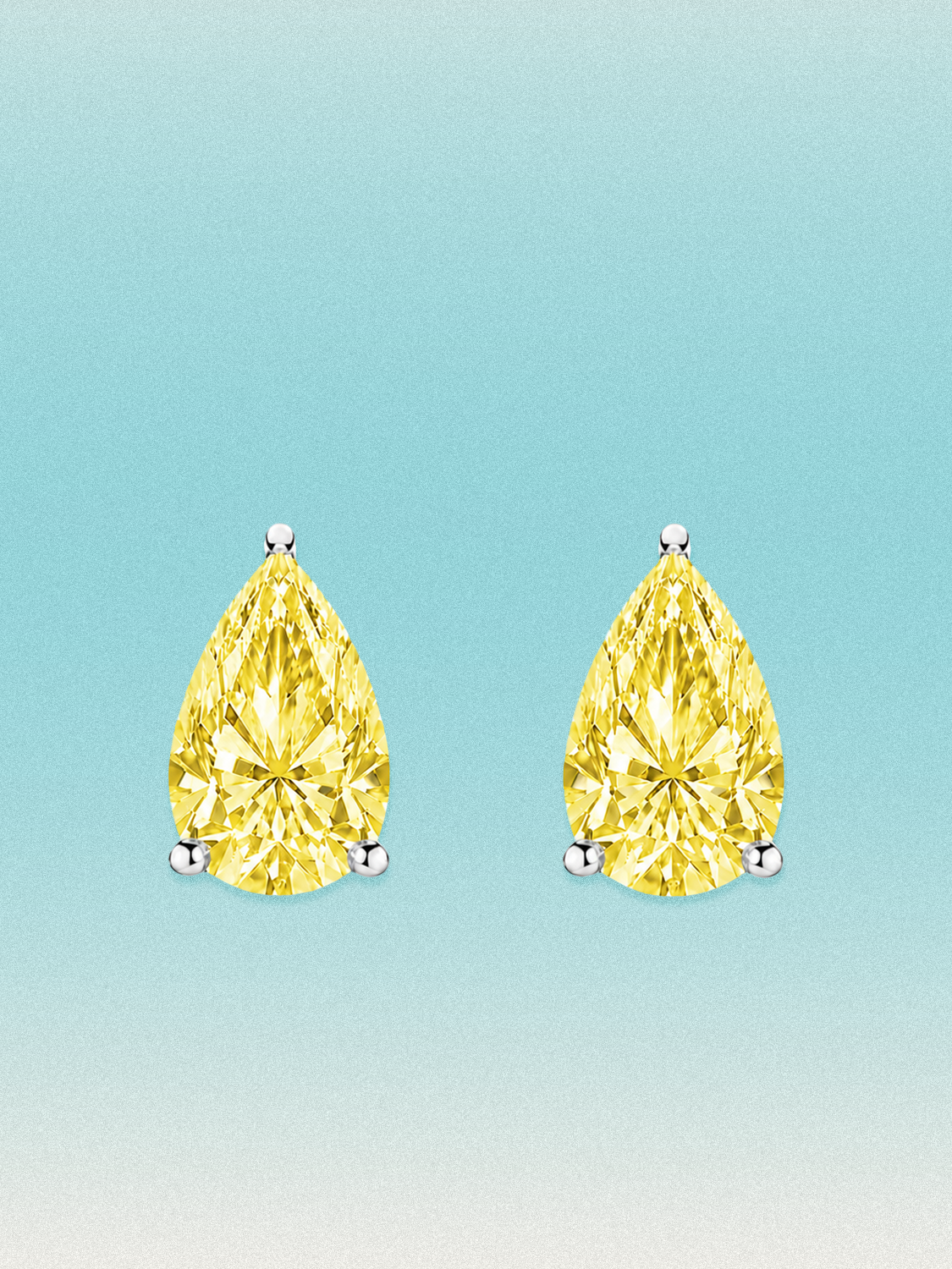 Fancy Yellow Pear Cut Lab Grown Diamond Stud Earrings