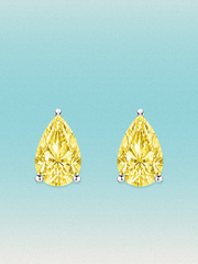 Fancy Yellow Pear Cut Lab Grown Diamond Stud Earrings