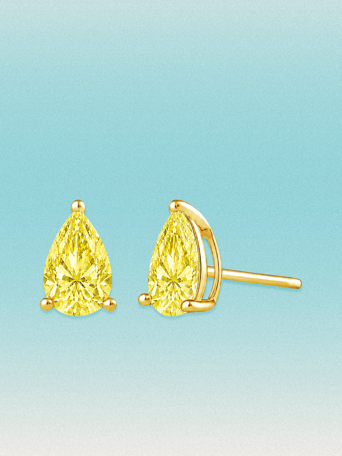 Fancy Yellow Pear Cut Lab Grown Diamond Stud Earrings