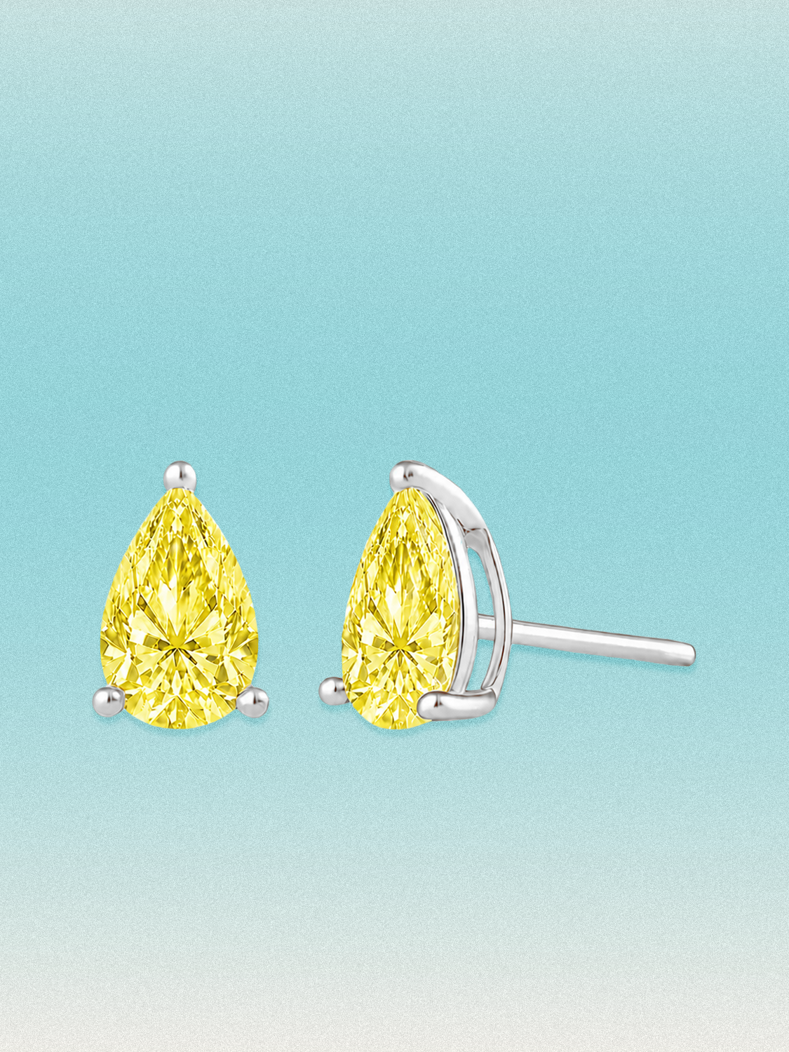 Fancy Yellow Pear Cut Lab Grown Diamond Stud Earrings
