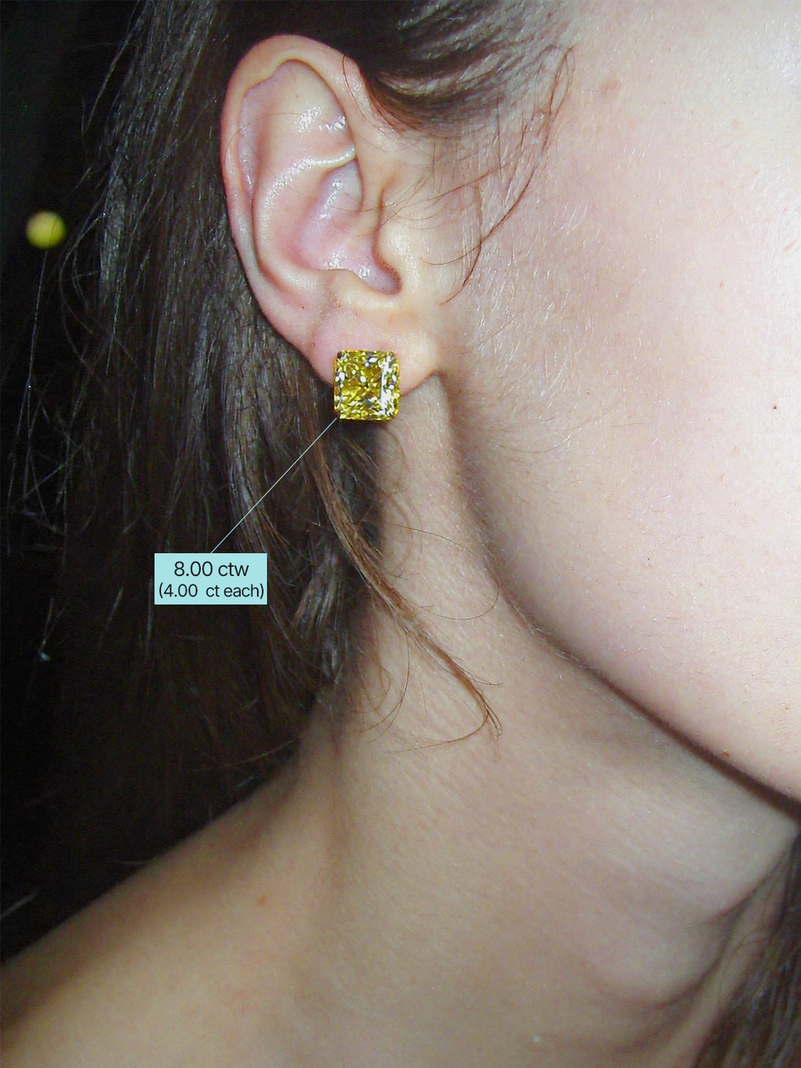 Fancy Yellow Princess Cut Lab Grown Diamond Stud Earrings
