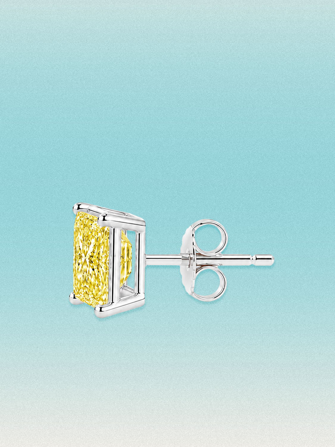 Fancy Yellow Princess Cut Lab Grown Diamond Stud Earrings