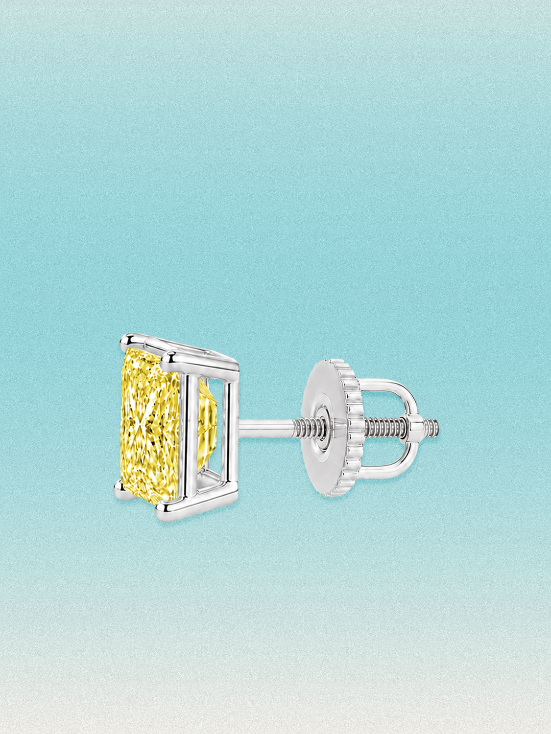 Fancy Yellow Princess Cut Lab Grown Diamond Stud Earrings