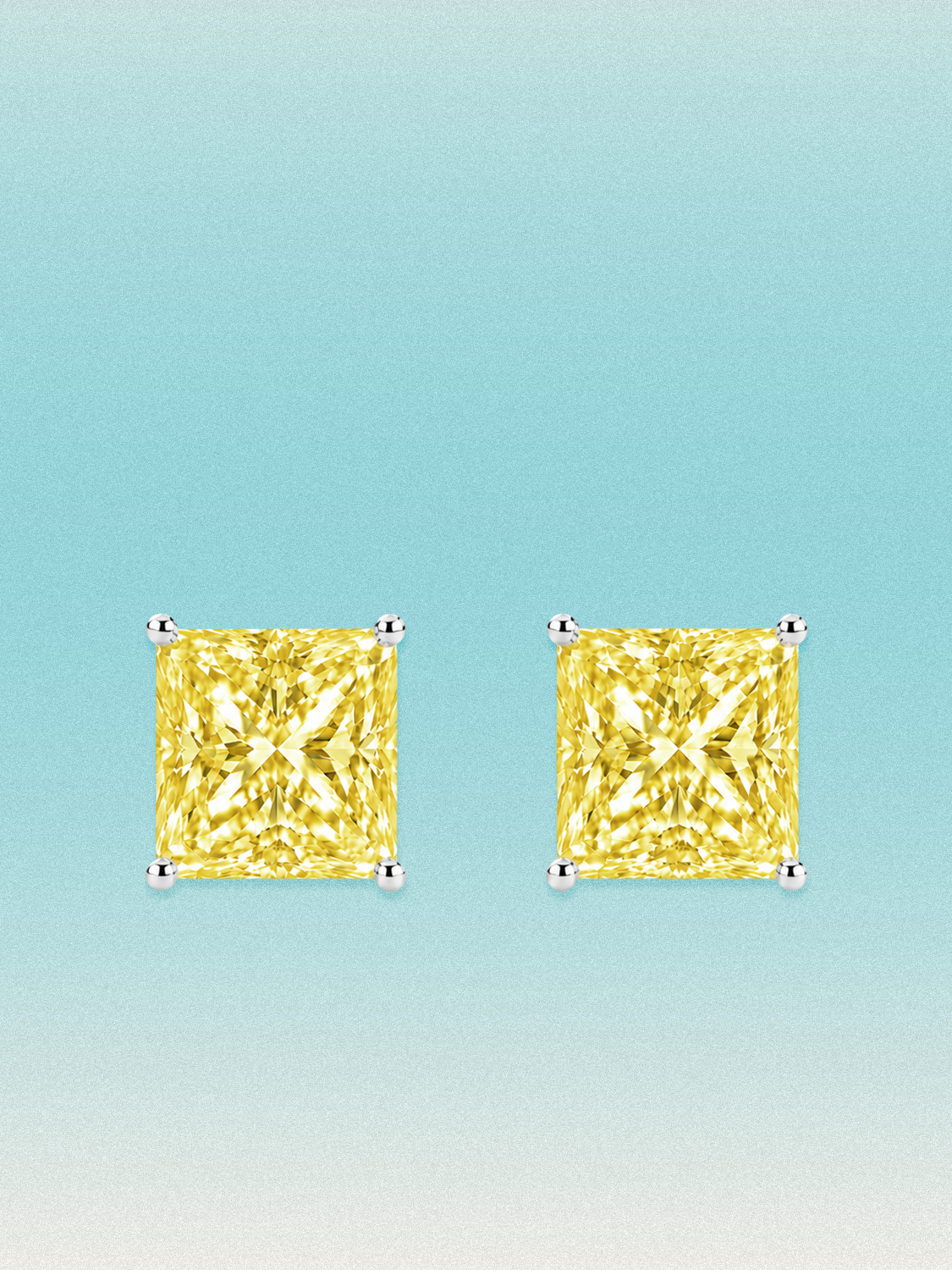 Fancy Yellow Princess Cut Lab Grown Diamond Stud Earrings