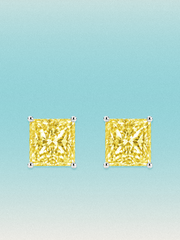 Fancy Yellow Princess Cut Lab Grown Diamond Stud Earrings