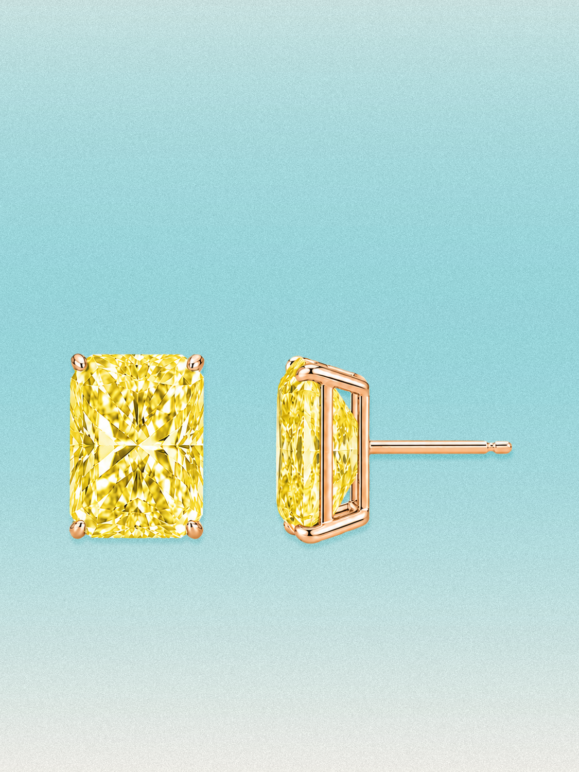 Fancy Yellow Radiant Cut Lab Grown Diamond Stud Earrings
