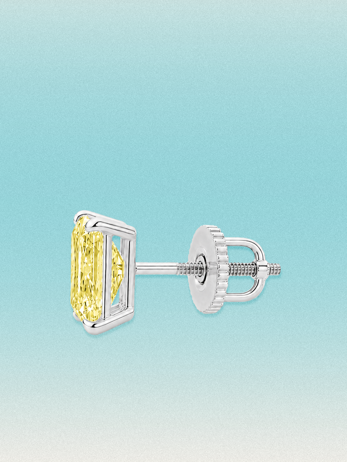 Fancy Yellow Radiant Cut Lab Grown Diamond Stud Earrings