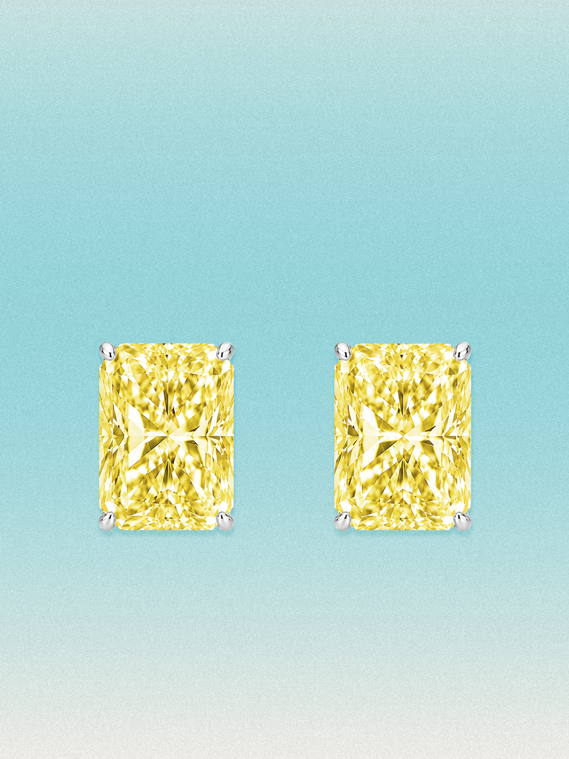 Fancy Yellow Radiant Cut Lab Grown Diamond Stud Earrings