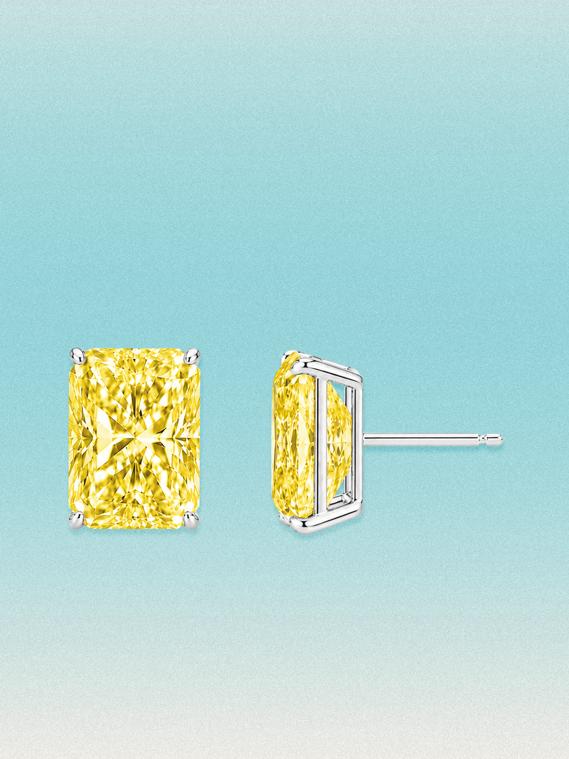 Fancy Yellow Radiant Cut Lab Grown Diamond Stud Earrings