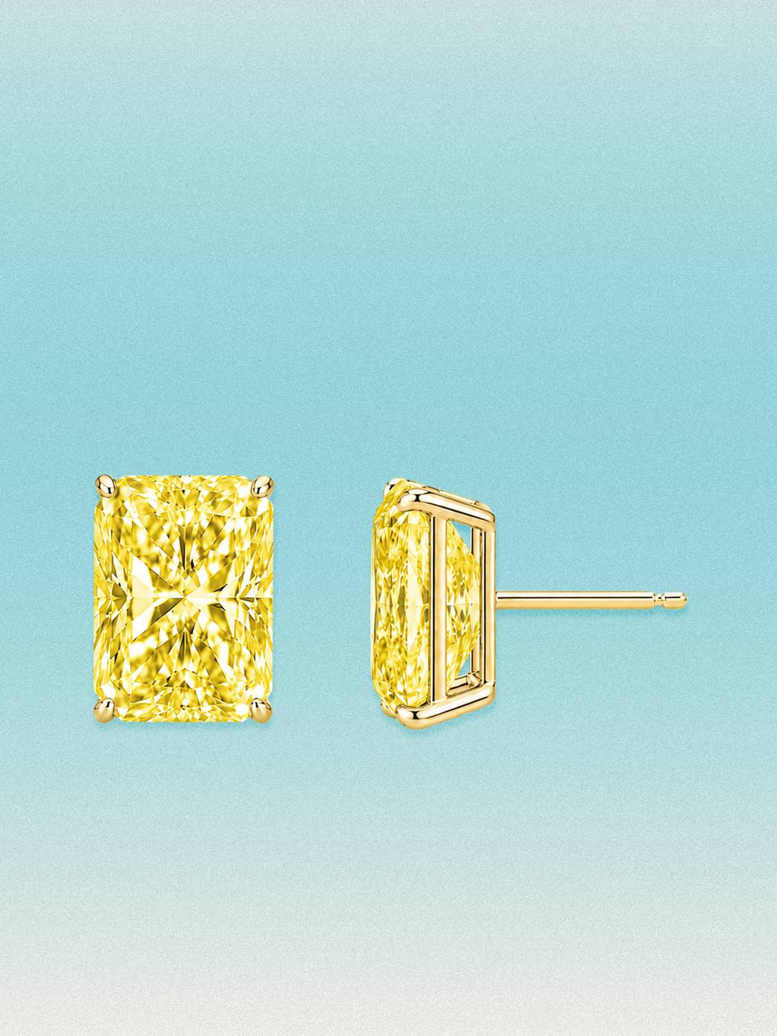 Fancy Yellow Radiant Cut Lab Grown Diamond Stud Earrings