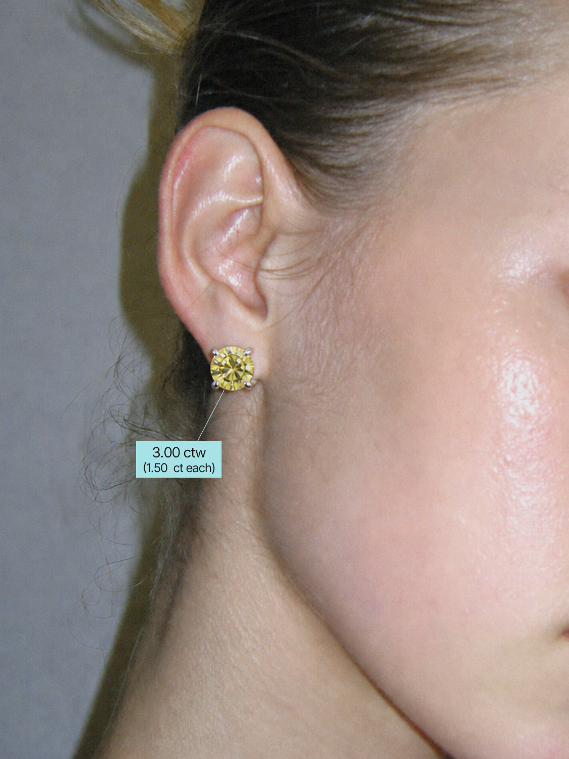 Fancy Yellow Round Cut Lab Grown Diamond Stud Earrings