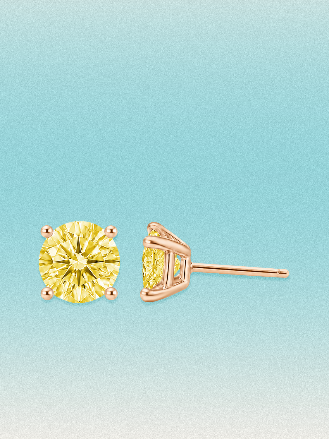 Fancy Yellow Round Cut Lab Grown Diamond Stud Earrings