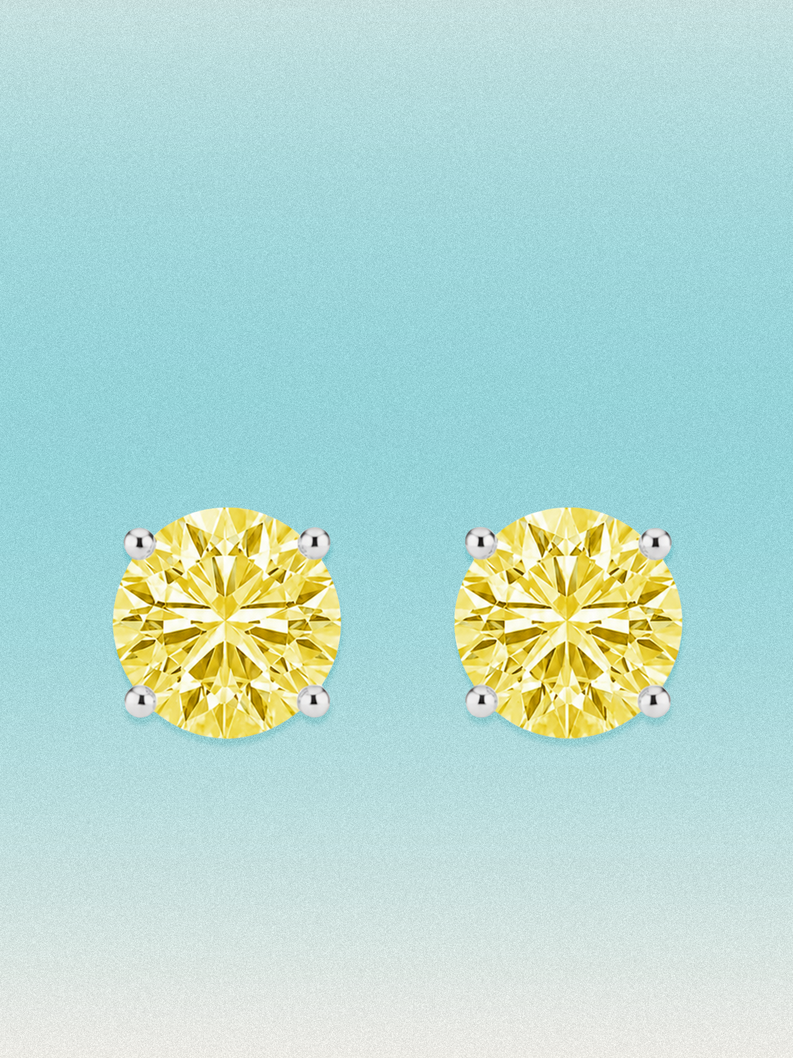 Fancy Yellow Round Cut Lab Grown Diamond Stud Earrings