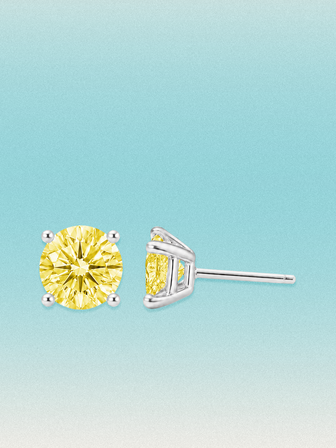 Fancy Yellow Round Cut Lab Grown Diamond Stud Earrings