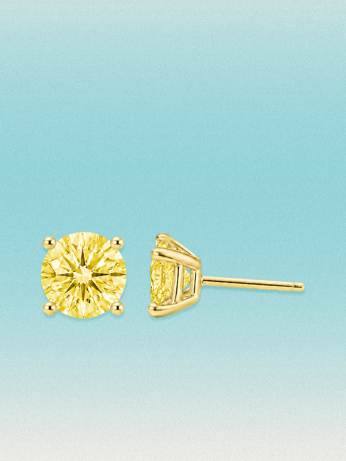 Fancy Yellow Round Cut Lab Grown Diamond Stud Earrings