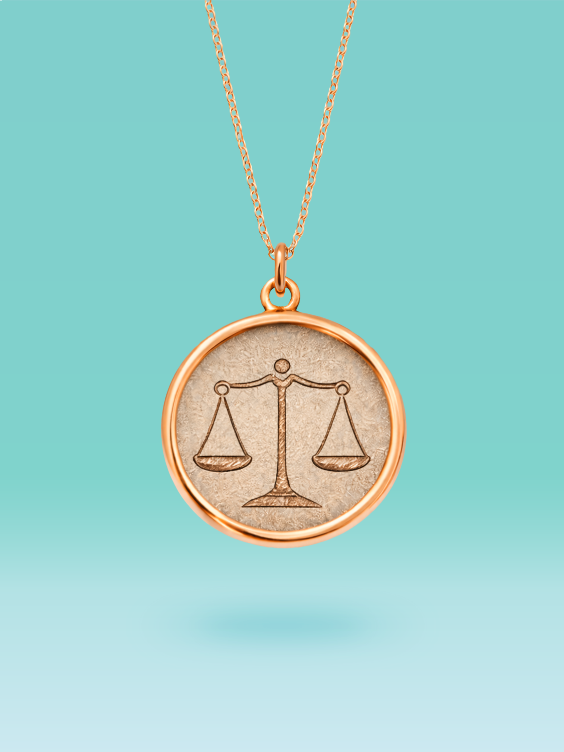 Zodiac Libra Symbol Coin Pendant Necklace