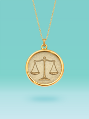Zodiac Libra Symbol Coin Pendant Necklace
