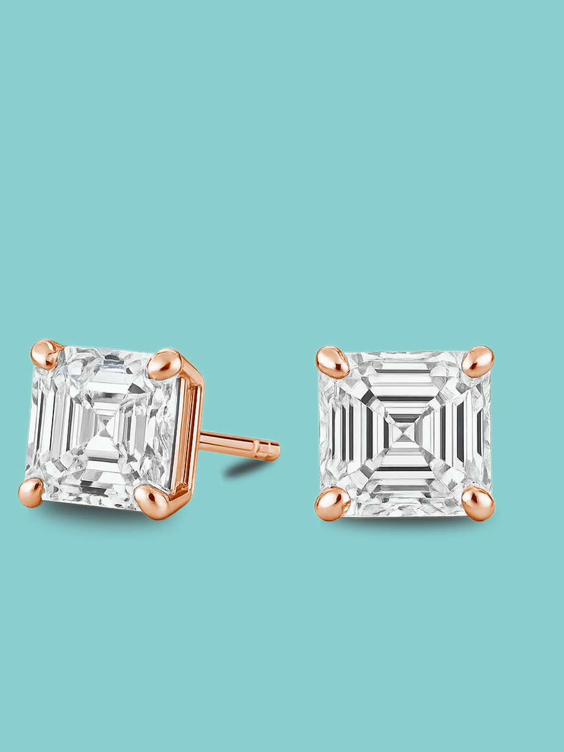 4 Prong Asscher Stud Earrings