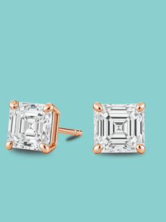 4 Prong Asscher Stud Earrings