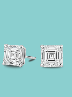 4 Prong Asscher Stud Earrings